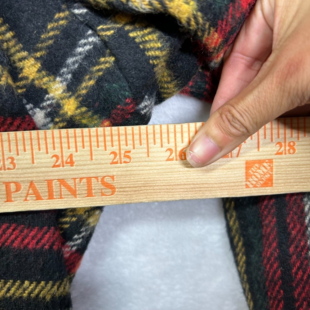 Vintage Men's Shirt Jacket Red Black Plaid Fleece Lined Anchor Button Outdoor - Picture 3 of 11